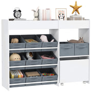 Mobile Portagiochi Bambini ¨C Xylo ¨C 11 Cestini Tessuto Bianco 105x30x80cm