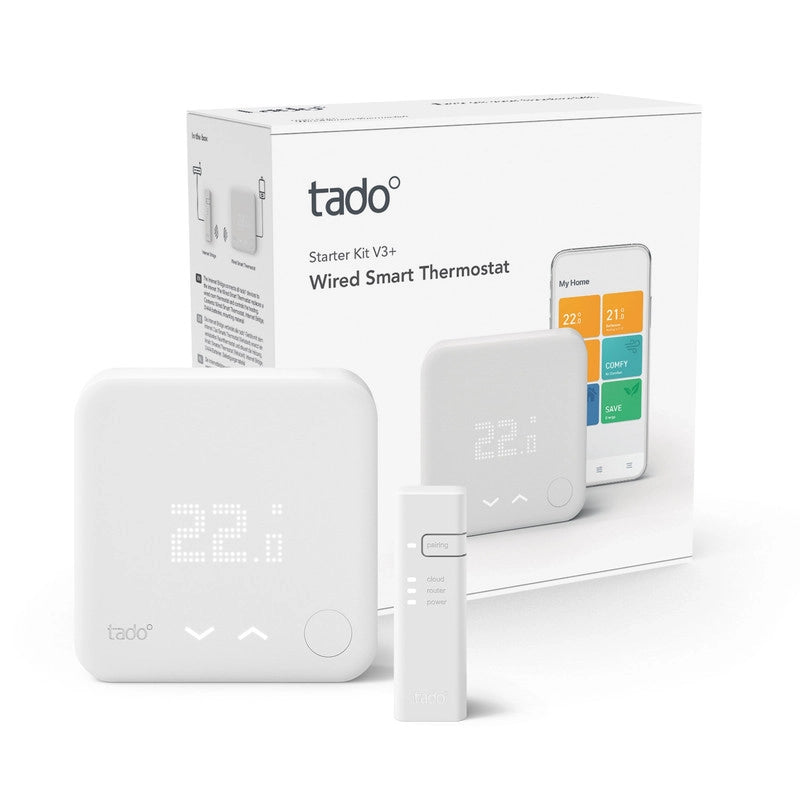 TADO¬? termostato kit di base V3+. Termostato Intelligente cablato. Compatibile con Alexa e Google Assistant. Bianco