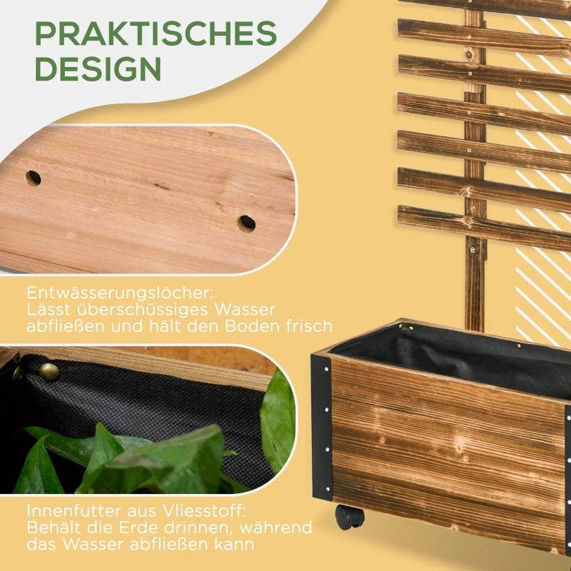 FIORIERA con grigliato 65 x 31 x 147 cm Legno massello trattato Nero carbone