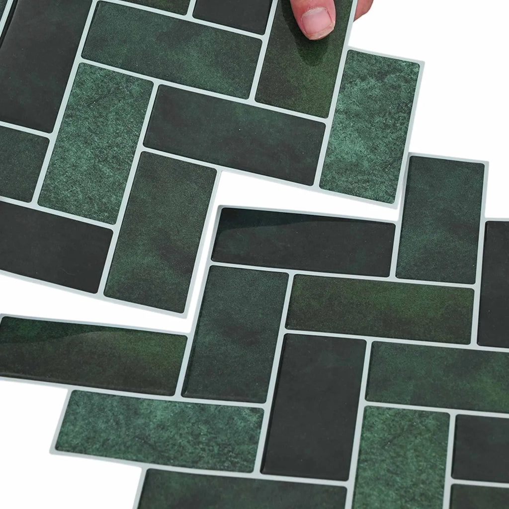 Piastrella a Spina di Pesce 20 pcs Verde Scuro 30 x 30 cm 42046190