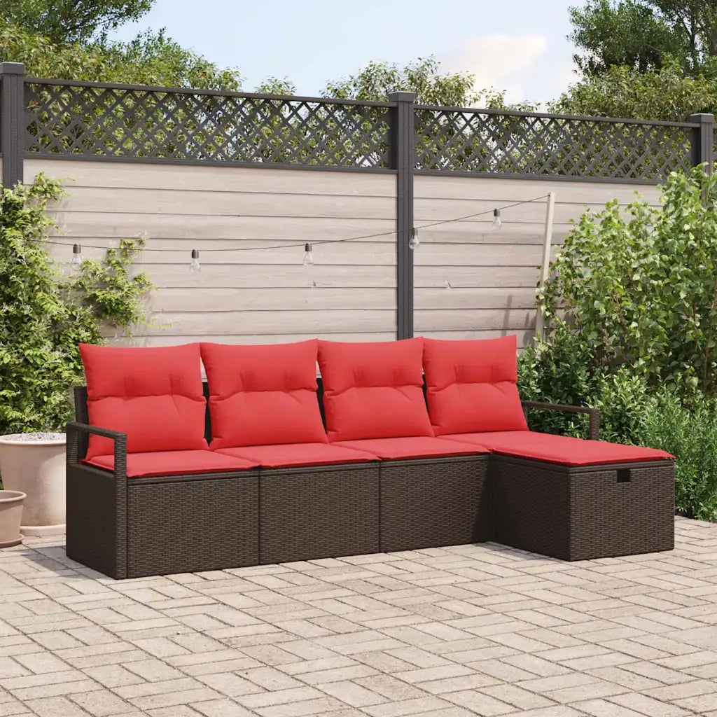 Set di divani con cuscino Marrone e Rosso polyrattan 3359163