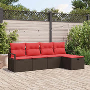 Set di divani con cuscino Marrone e Rosso polyrattan 3359163