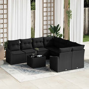Set di divani con cuscino con cuscino 9 pcs Nero polyrattan