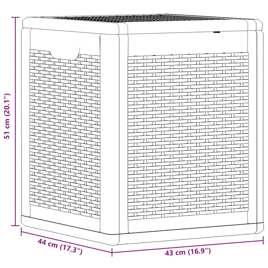 Contenitore da Giardino Grigio in Rattan PP 90 L CFW1502084