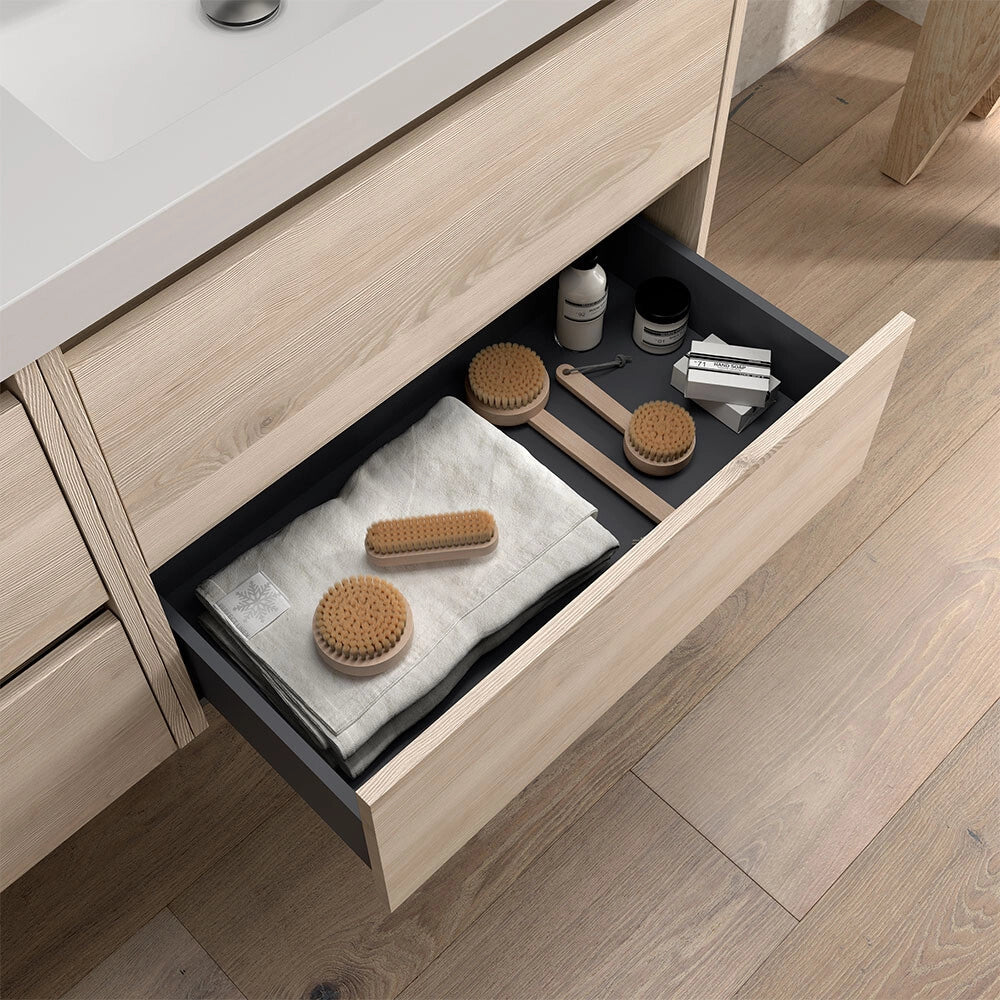 Mobile bagno sospeso 70 cm rovere bali con lavabo ad incasso Gaya