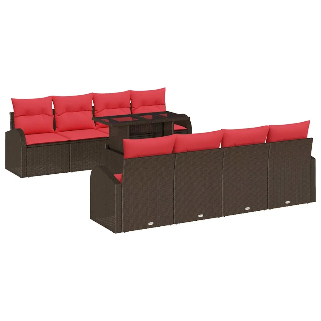 Set Divano da Giardino 9 pcs Marrone polyrattan 3348610