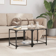 Tavolino Salotto con Piano Vetro Trasparente-Tavolino da soggiorno 40x40x40cm Acciaio 279123