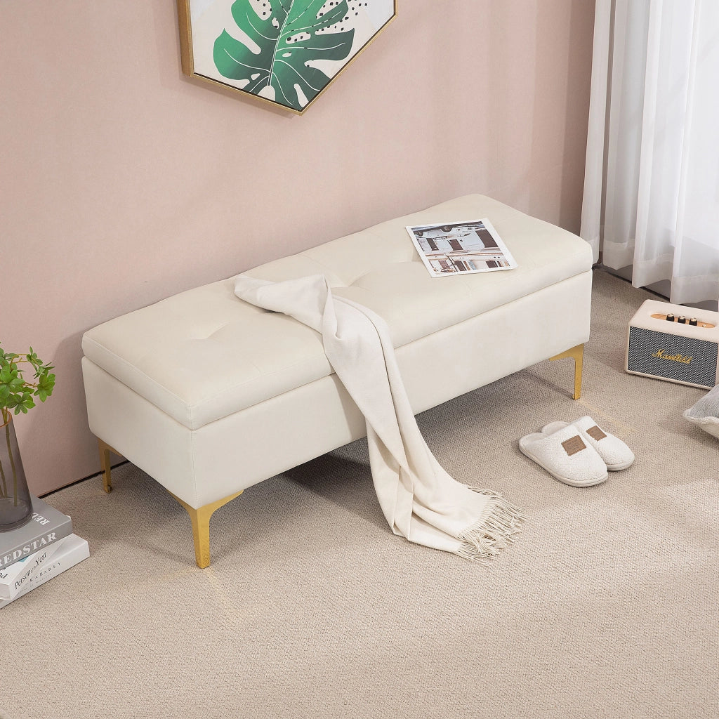 PANCA Contenitore 120 x 44 x 44,5 cm Beige in Poliestere