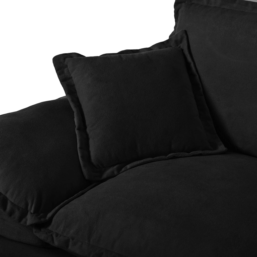 Divano Modulare U con Ottomane, Portabicchieri e USB ¨C Xylo ¨C Chenille Nero