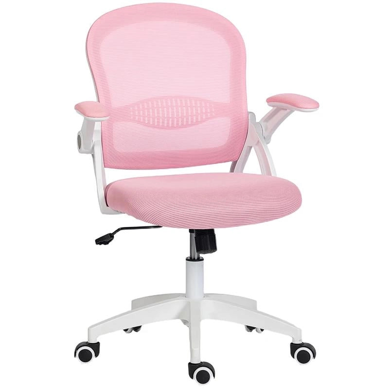 SEDIA DA UFFICIO ERGONOMICA E REGOLABILE CON SCHIENALE A RETE E SEDUTA IMBOTTITA, 65.5X61.5X88-97.5 CM, ROSA