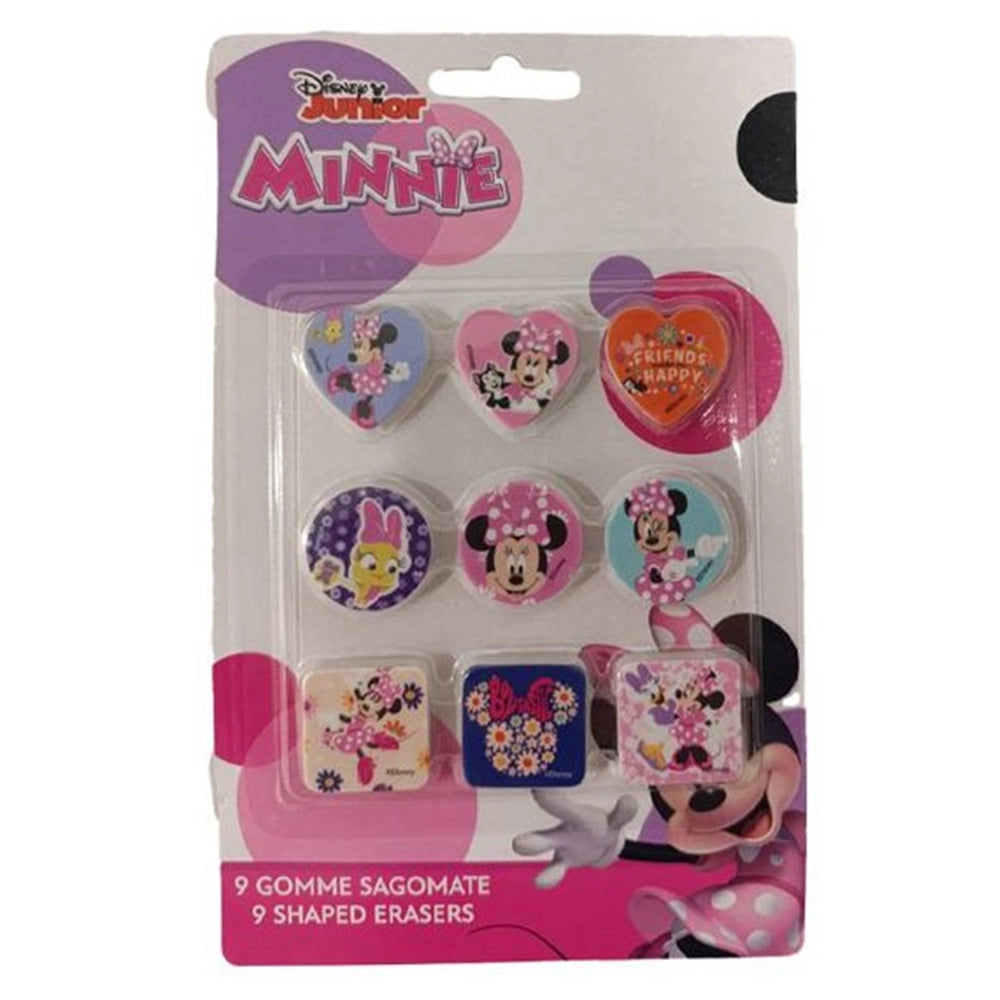 Trade Shop - Kit Gomme Per Cancellare 9pz Sagomate Tema Minnie Cancelleria Per Bambine Scuola 955333 -