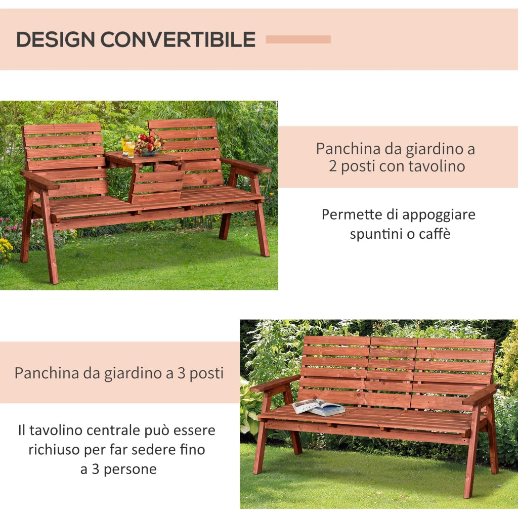 Panchina da Giardino in Legno 2/3 Posti ¨C Minimal ¨C 160x68x92cm