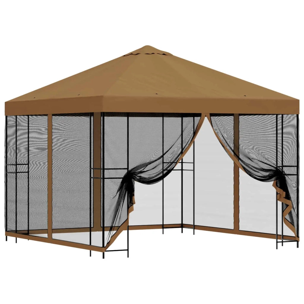 Gazebo da giardino con pareti laterali 3 x 3 m Beige 900337