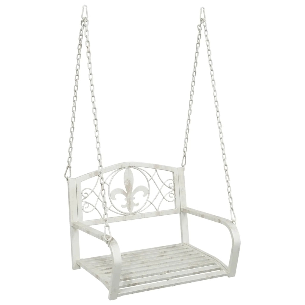 Panchina a Dondolo Acciaio 71,5 x 59 x 55 cm Bianco Antico 42038693