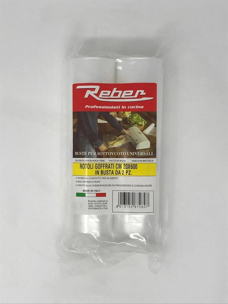 Reber 6726 A Rotolo per Sottovuoto Goffrato Compatibile 20 cm x 6 m 2 Rotoli per Busta