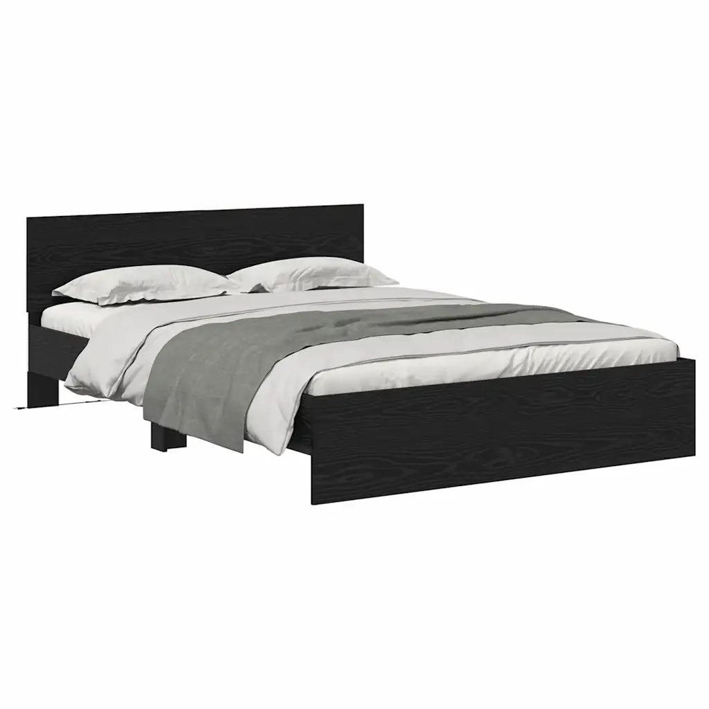 Struttura del letto Rovere Nero 140 x 190 cm Legno multistrato 3403573