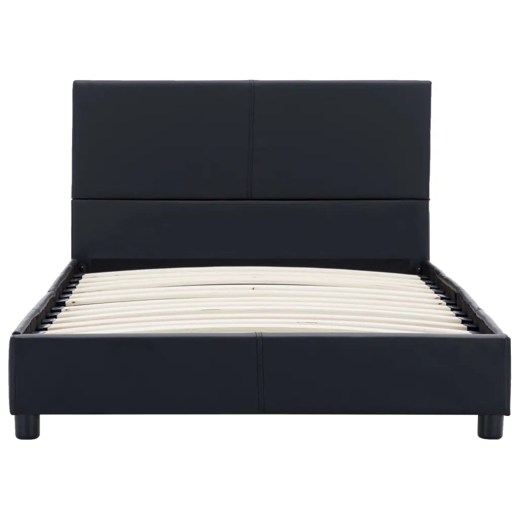 Letto singolo | Letto per adulti | Giroletto Nero in Similpelle 90x200 cm