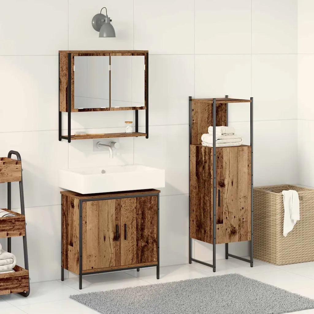 Set di mobili per il bagno 3 pcs Marrone Legno multistrato 3334367