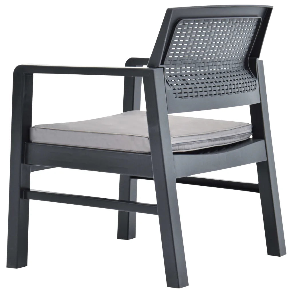 Set Divani da Giardino con Cuscini 3 pz | Set Salotto da Giardino in Plastica Grigio