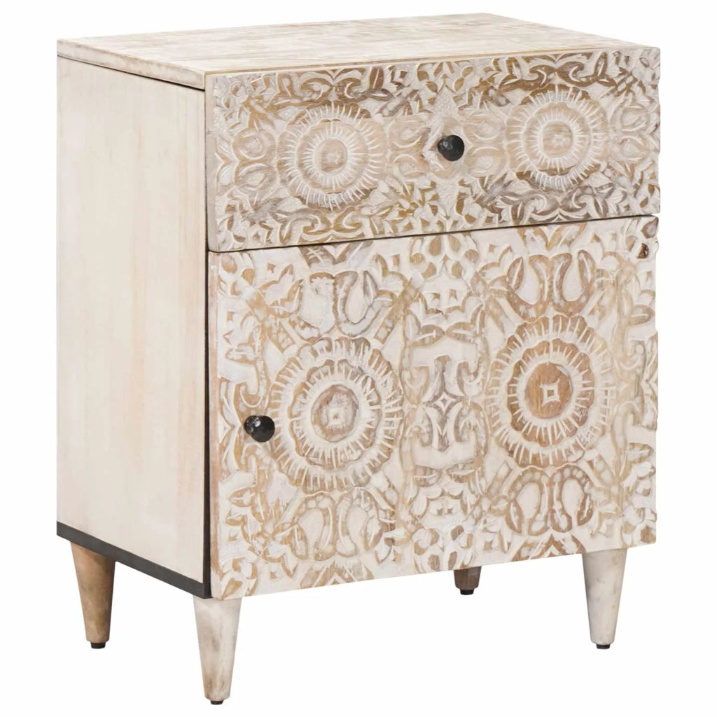 Mobiletto da Letto con cassetto Bianco 50 x 33 x 60 cm 4018376