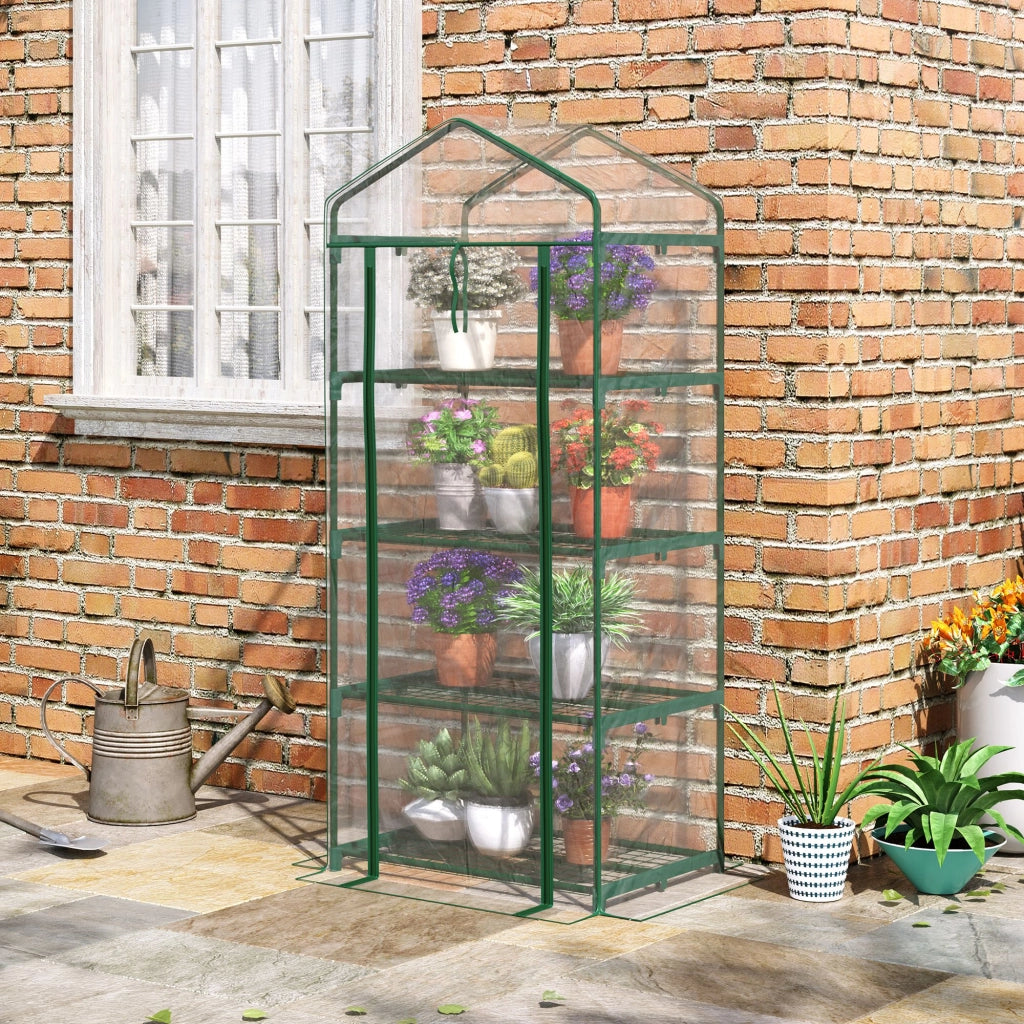 Serra da giardino con 4 ripiani e copertura in PVC ¨C zephmum ¨C 70x50x160 cm trasparente