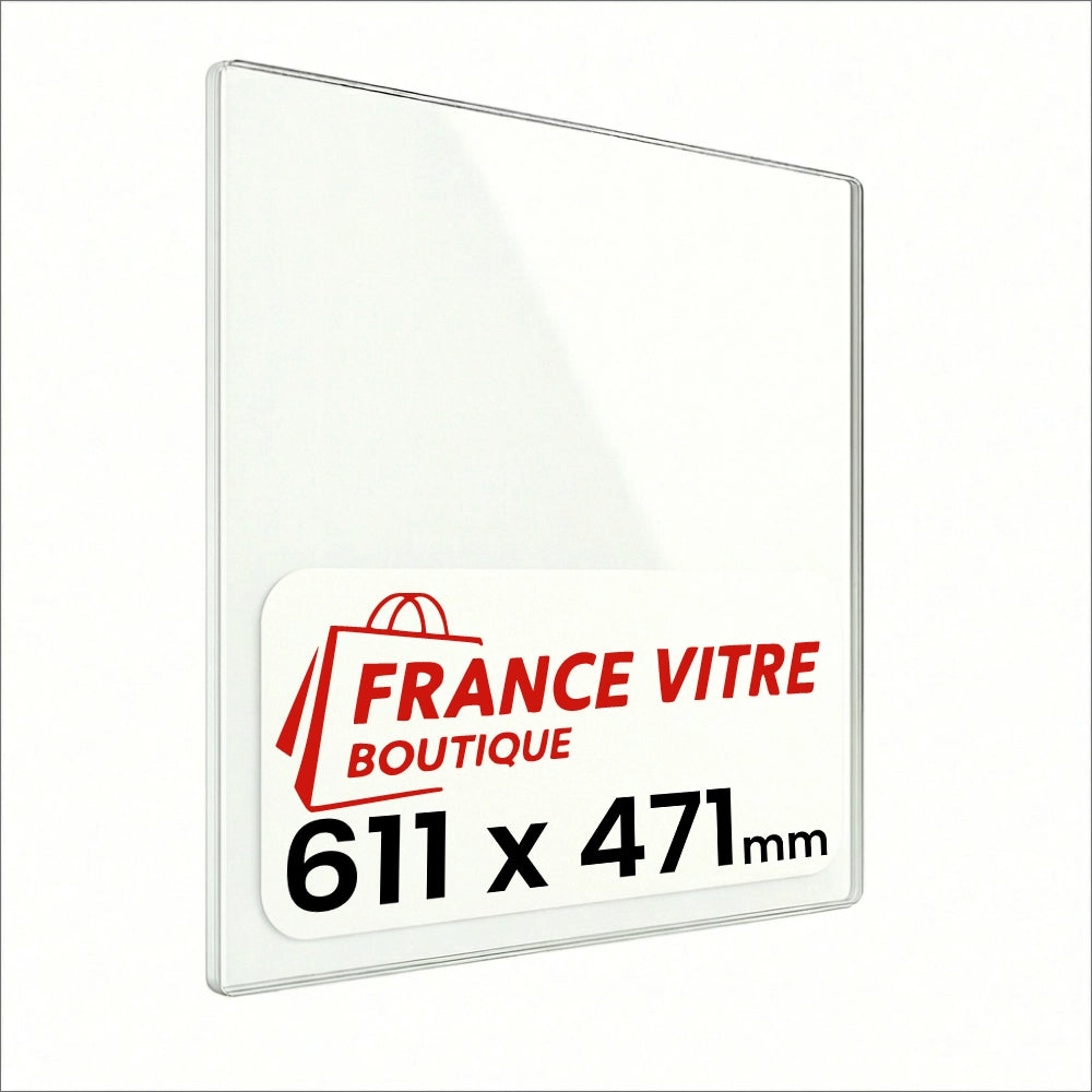 611 x 471 x 4 mm - Vetro per stufa a legna - vetro camino di ricambio - vetro per caminetto resistente al fuoco - France Vitre