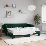 Divano Letto con Letto Estraibile Verde Scuro 80x200cm Velluto 3197058