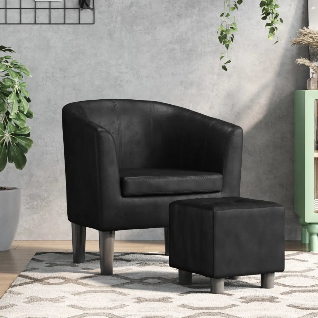 Poltrona | Sedia Relax Cabriolet e Poggiapiedi Nera Similpelle
