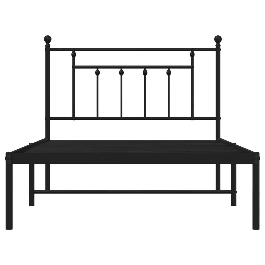 Letto singolo | Letto per adulti | Giroletto con Testiera in Metallo Nero 107x203 cm