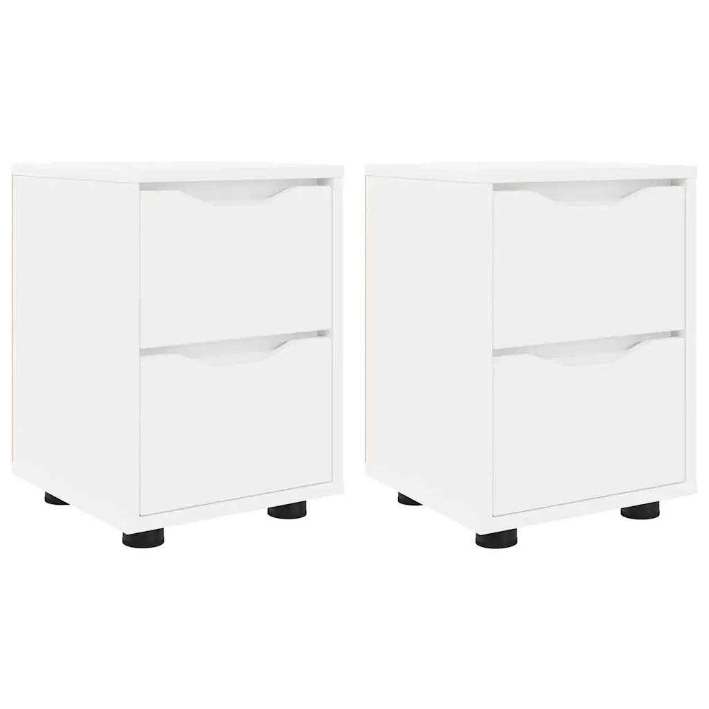 Comodini 2 pz-Set di 2 Tavolino da notte Bianco 30,5 x 30 x 43 cm Legno multistrato