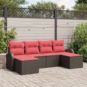 Set di divani con cuscino 6 pcs Marrone e Rosso polyrattan 3354823