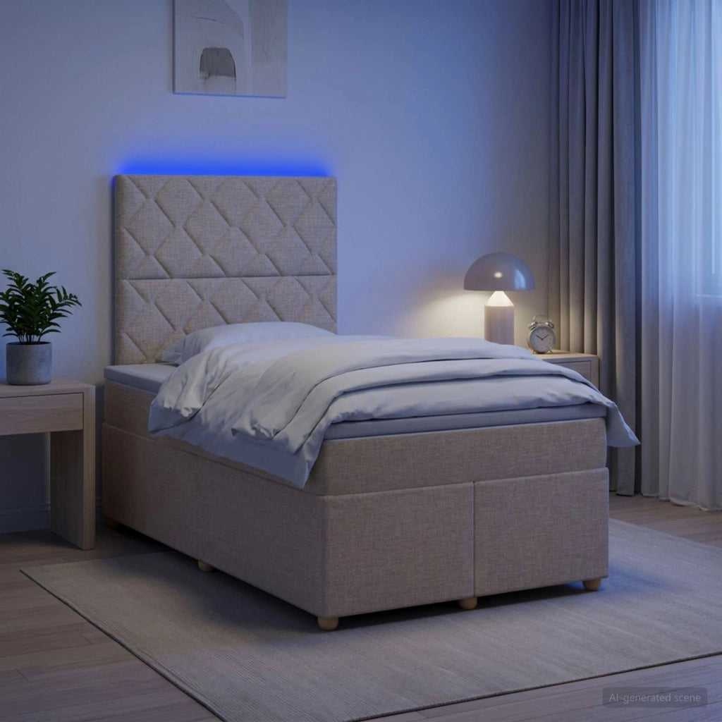 Letto box spring con materasso Crema 120 x 200 cm Tessuto 3455334