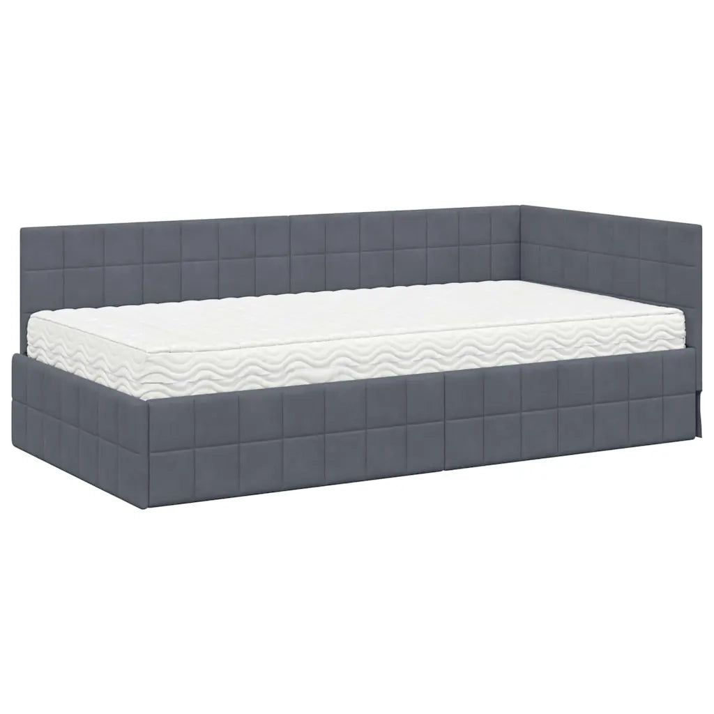 Struttura Letto Angolare con Materasso 2 pcs Grigio Velluto