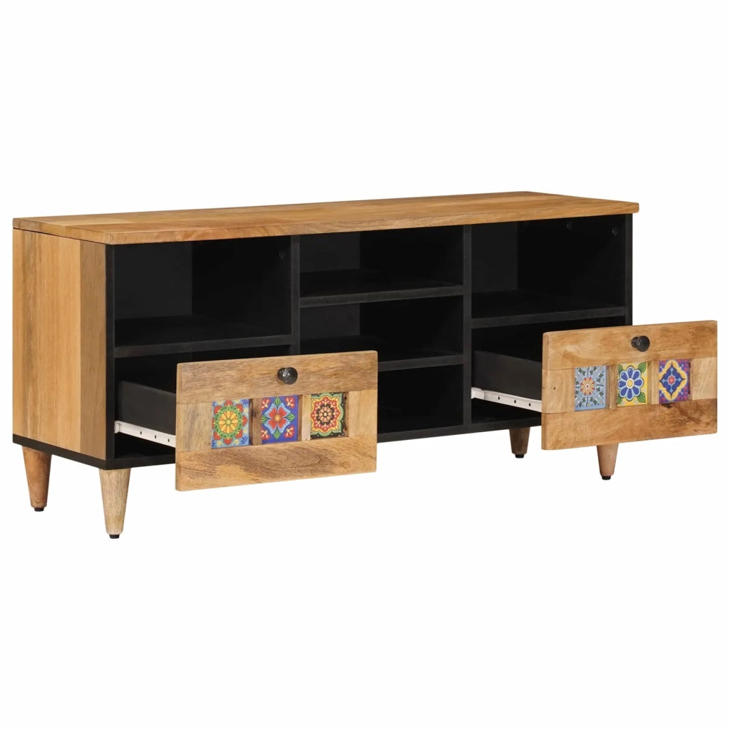 Mobile TV Naturale 100 x 33 x 46 cm Legno di mango massello 4018278