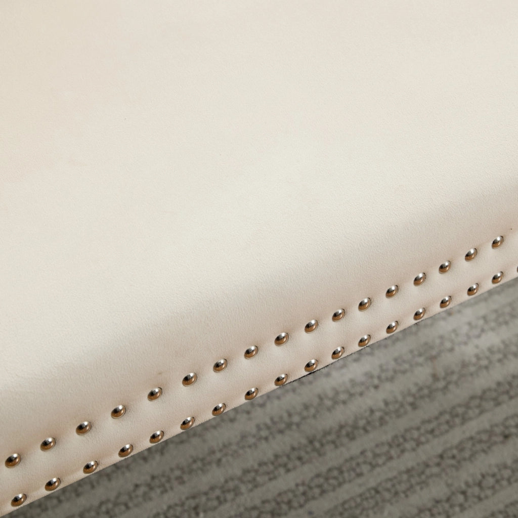 Panchina Imbottita 2 Posti ¨C MINIMAL ¨C Velluto Beige, Gambe Metallo, Schienale, Stile Moderno
