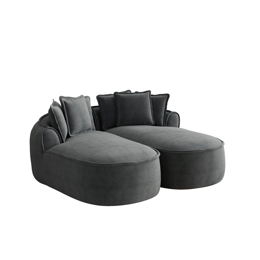 Divano modulare 2 posti - con design senza telaio e cuscini - in chenille grigio
