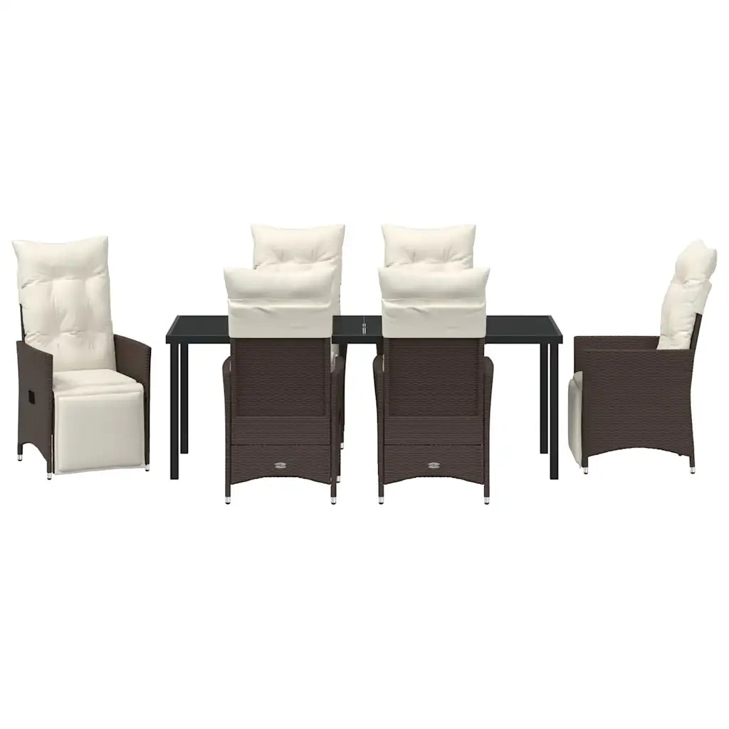 Set da Pranzo per Giardino con cuscino 7 pcs Marrone polyrattan 3379574
