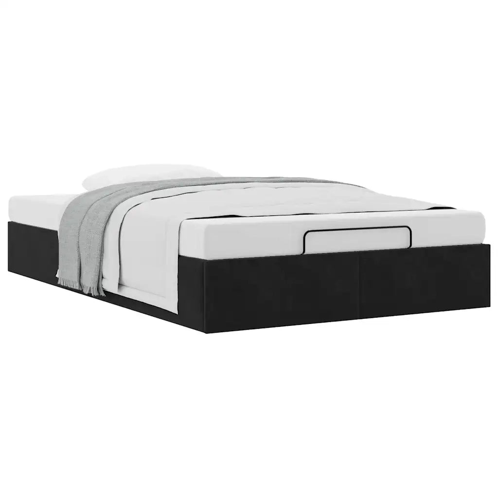 Struttura Letto Pouf senza Materasso-Giroletto con contenitore Nero 120x190 cm Velluto