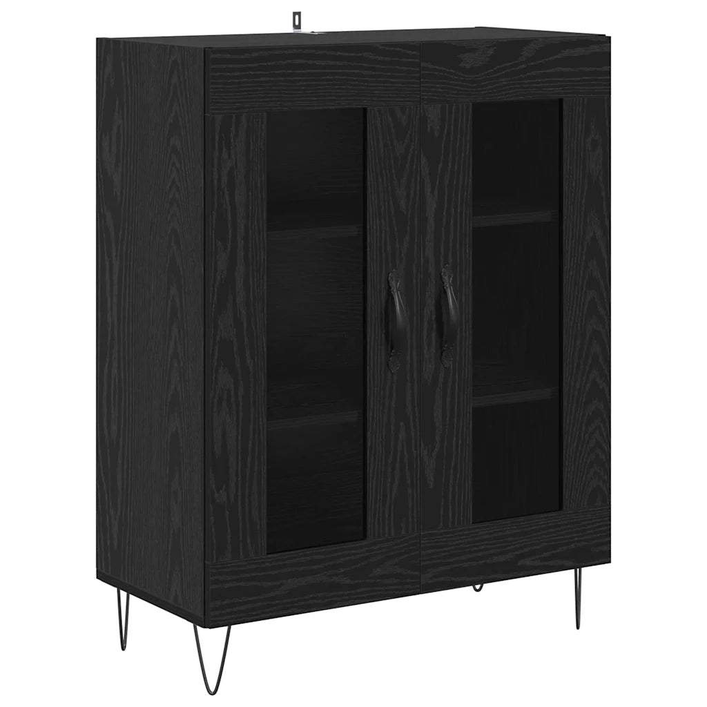 Credenza-Buffet-Armadio da cucina Rovere Nero 69,5 x 34 x 180 cm Legno multistrato 443139