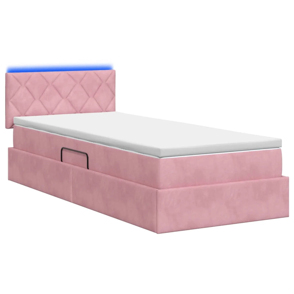 Letto con contenitore LED e materasso Rosa 90 x 190 cm Velluto 3459281