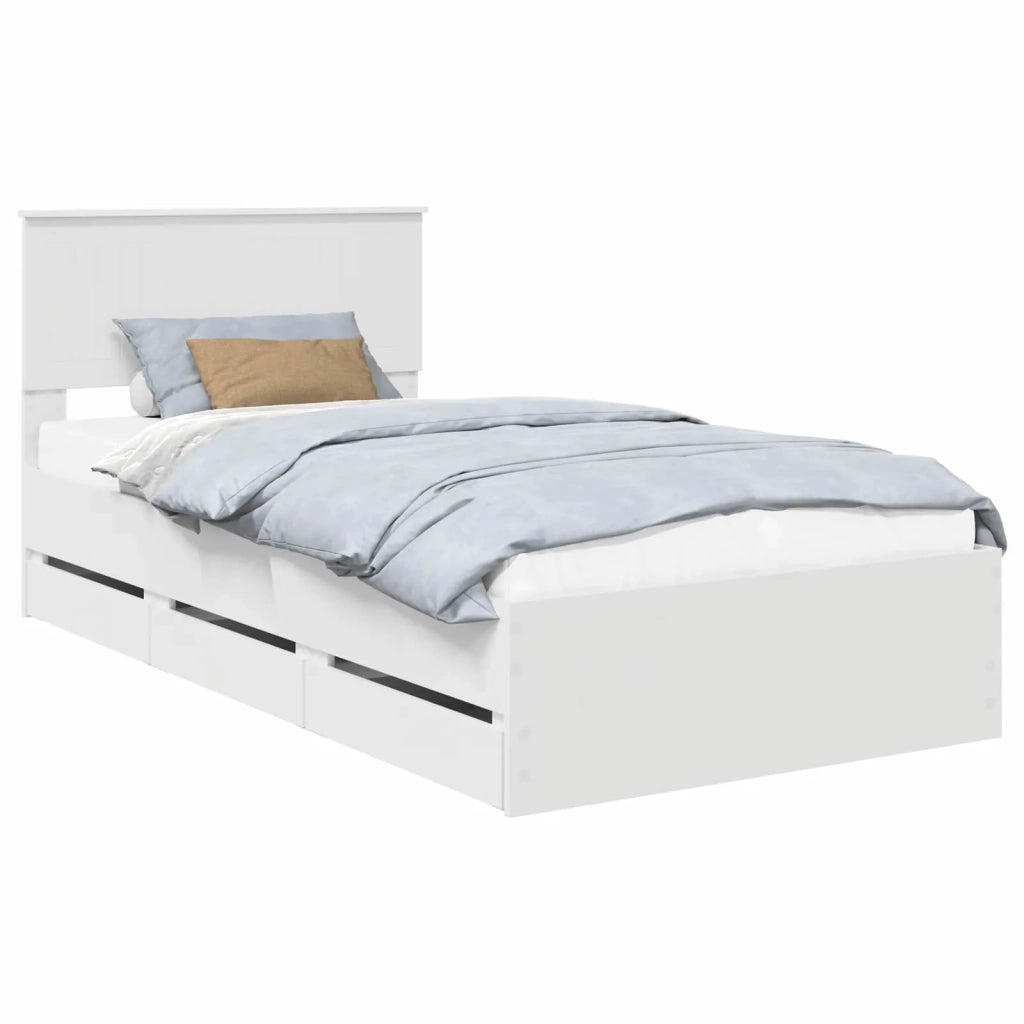 Letto singolo | Letto per adulti | Struttura del letto Bianco 100 x 200 cm Legno Ingegnerizzato