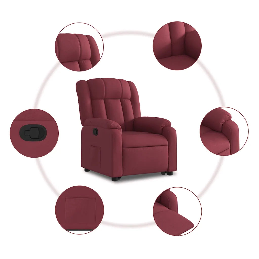 Poltrona Alzapersona Reclinabile Rosso Vino in Tessuto 3205319