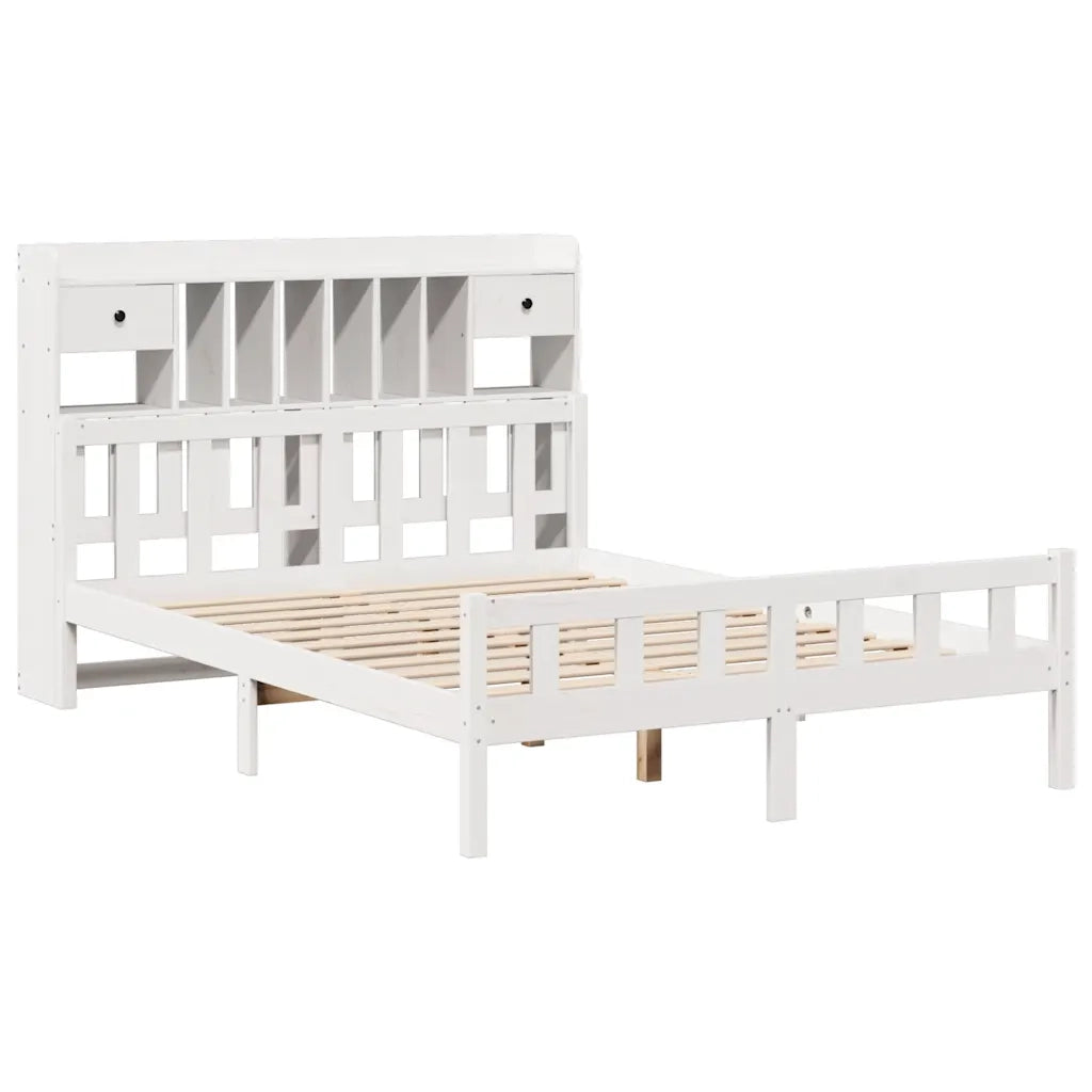 Letto Libreria senza Materasso Bianco 150x200 cm Legno di Pino 3322175