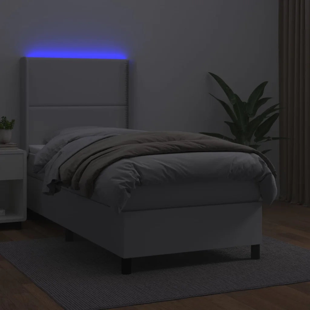Giroletto Molle con Materasso e LED Bianco 100x200cm Similpelle 3139308