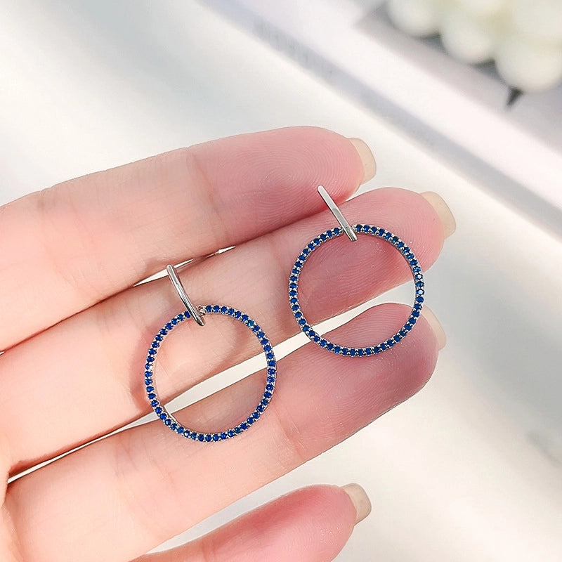 Orecchini in argento sterling S925 con zirconi blu