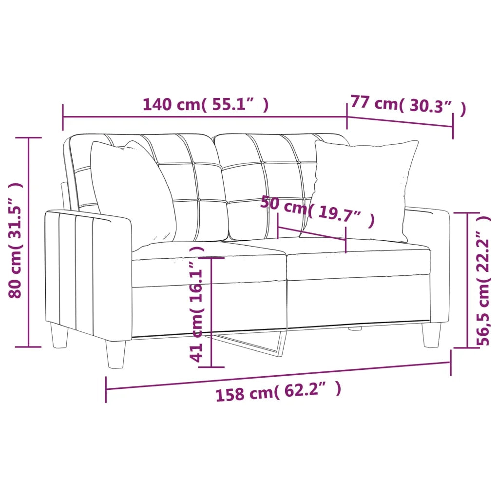 Divano a 2 Posti con Cuscini-Sofa 2 Posti con Cuscini Grigio 140 cm in Similpelle 144626