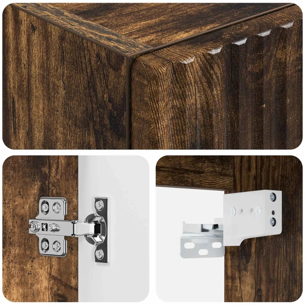 Mobiletto da Bagno a Muro Rovere Fumo 33 x 34,5 x 60 cm 890537