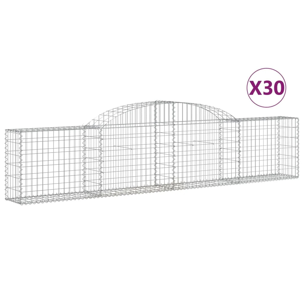 Gabbione cesti ad arco muro di contenimento gabbia recinzione 30 pz 300 x 30 x 60/80 cm ferro zincato Argento 02_0040840