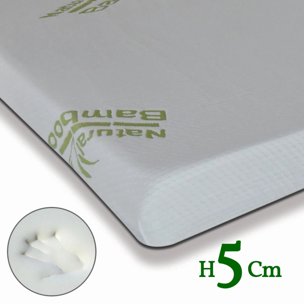 Topper memory 85x190 cm, Topper per materasso alto 5 cm sfoderabile, correttore materasso Made in Italy con tessuto Anallergico 