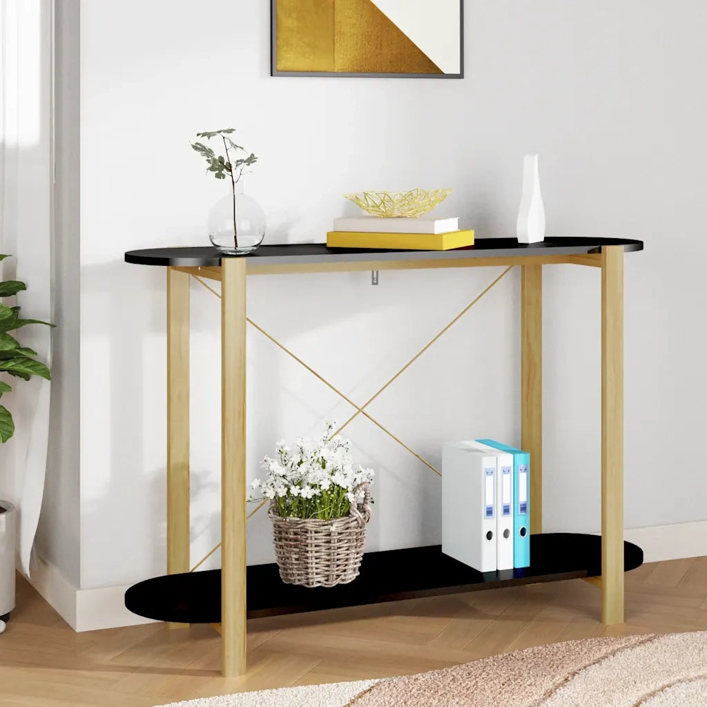 Tavolino Consolle-Tavolino da soggiorno-Tavolo Nero 110x38x75 cm in Legno Multistrato